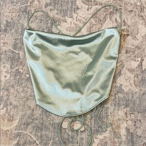 Tie-Back Mint Satin Women's Crop Top